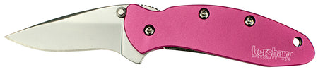 Kershaw 1600PINK Chive 1.90" Folding Drop Point Plain Bead Blasted 420HC SS Blade Pink Anodized Aluminum Handle Includes Pocket Clip