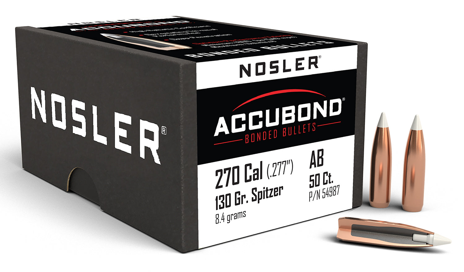 Nosler 54987 AccuBond 270Win 130gr Spitzer Point 50/Box
