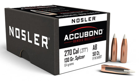 Nosler 54987 AccuBond 270Win 130gr Spitzer Point 50/Box