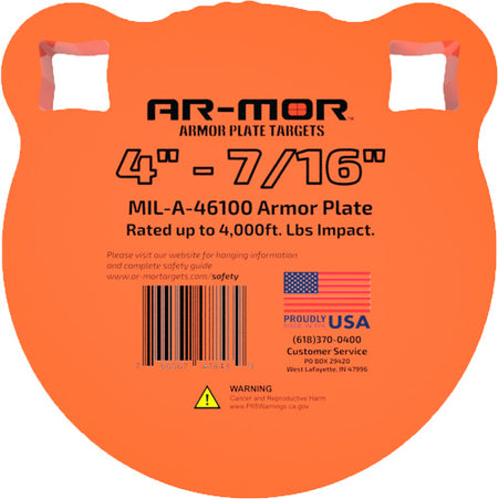 AR-MOR 4" MIL46100 STEEL GONG 7/16" THICK STEEL ORANGE ROUND