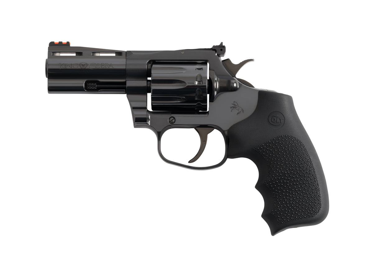 Colt Mfg KCOBRA22-BP3RFO King Cobra Target 22 LR 10rd Shot 3" Blued Vent Rib Barrel, Blued Carbon Steel Cylinder & Frame, Black Hogue Overmolded Grip, Exposed Hammer
