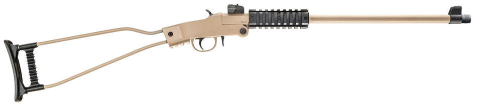 Chiappa Firearms 500255 Little Badger Full Size 22 LR 1 Shot, 16.50" Desert Sand Cerakote Steel Threaded Barrel, Desert Sand Cerakote Quad Picatinny Receiver, Desert Sand Cerakote Underfolding Wire F