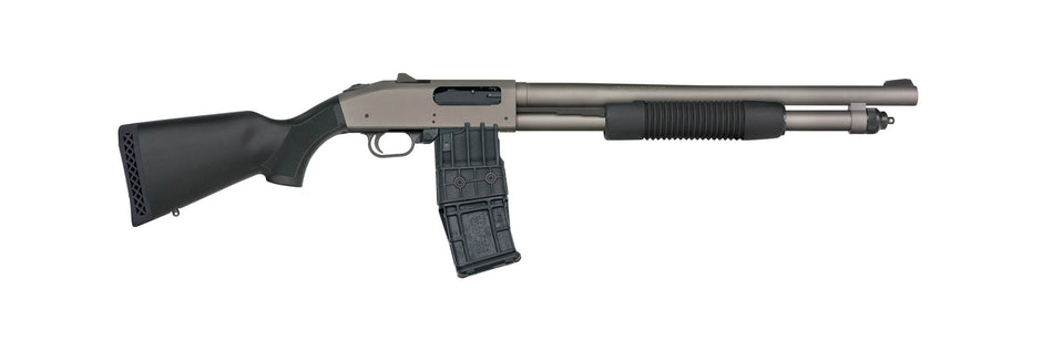 Mossberg 50219 590M 12 Gauge 10+1 18.50" Tungsten Gray Cerakote Barrel & Steel Drilled & Tapped Receiver, Magpul SGA Safety Orange Synthetic Stock