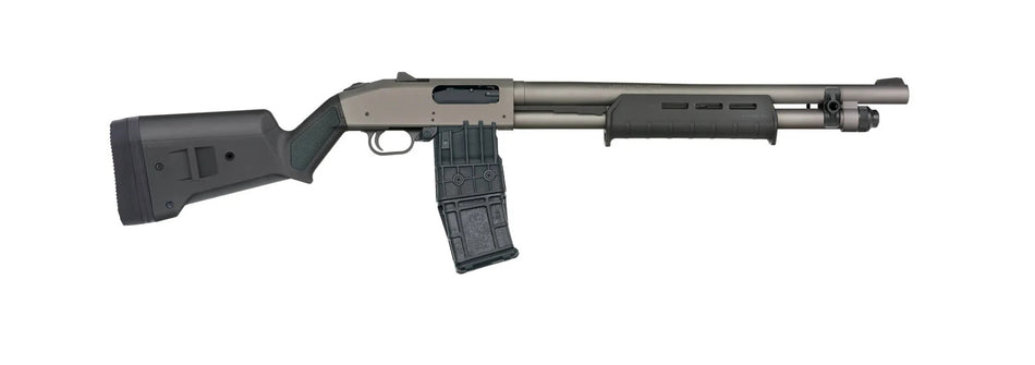 Mossberg 50221 590M 12 Gauge 10+1 18.50" Tungsten Gray Cerakote Barrel & Steel Drilled & Tapped Receiver, Magpul SGA Black Synthetic Stock