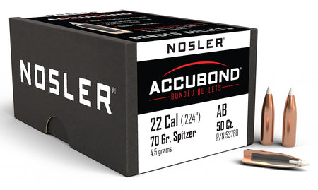Nosler 53780 AccuBond 22Cal 70gr Spitzer Point 50/Box