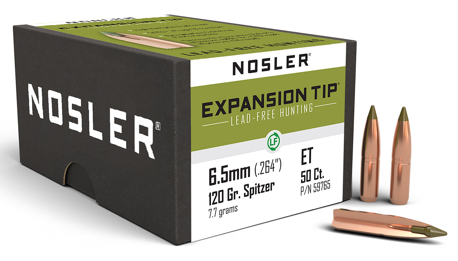 Nosler 59765 E-Tip 6.5Creedmoor 120gr Spitzer 50/Box