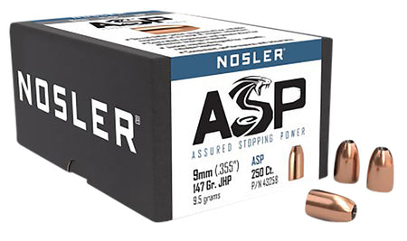 Nosler 43258 Assured Stopping Power 9mm 147gr Jacketed Hollow Point 250/Box