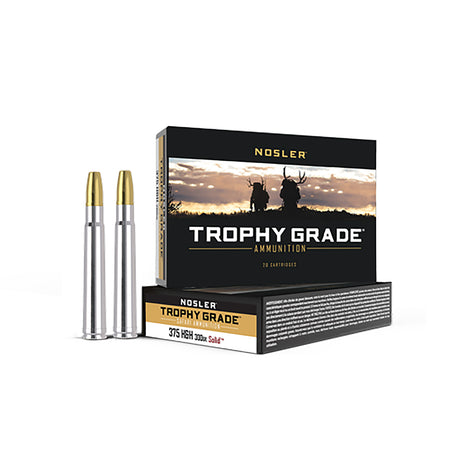 Nosler .375 H&H Mag Trophy Grade Safari 300gr Solid Ammo