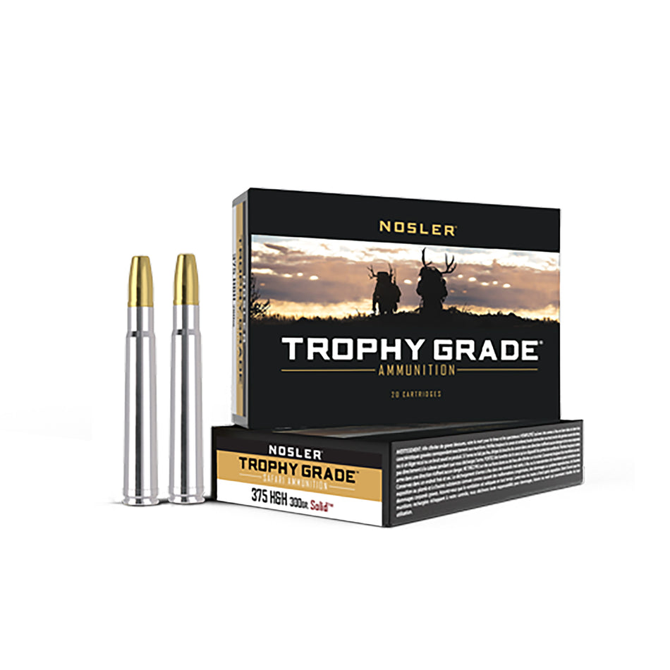 Nosler .375 H&H Mag Trophy Grade Safari 300gr Solid Ammo