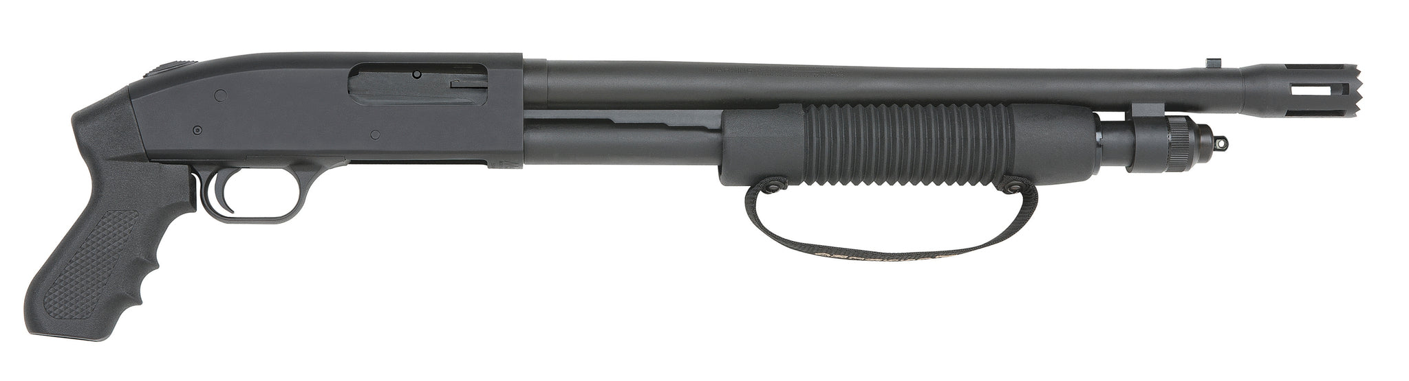 Mossberg 50697 590 Cruiser 12 Gauge Pump 3" 6+1 18.50" Matte Blued Stand-Off Breacher Barrel, Matte Blued Stainless Steel Receiver, Black Pistol Grip