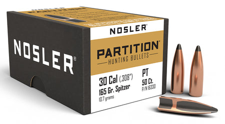 Nosler 16330 Partition 30Cal 165gr Spitzer 50/Box