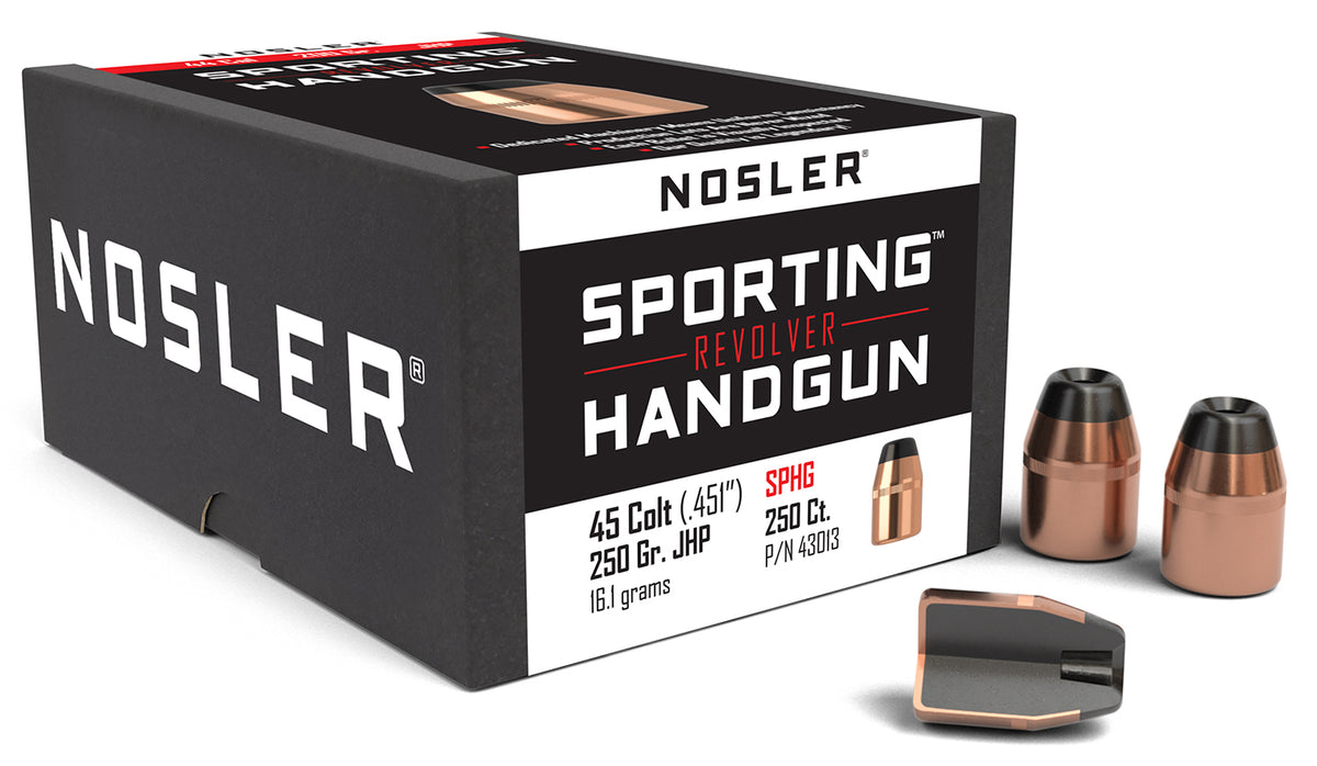 Nosler 43013 Sporting Handgun 45Colt 250gr Jacketed Hollow Point 100/Box