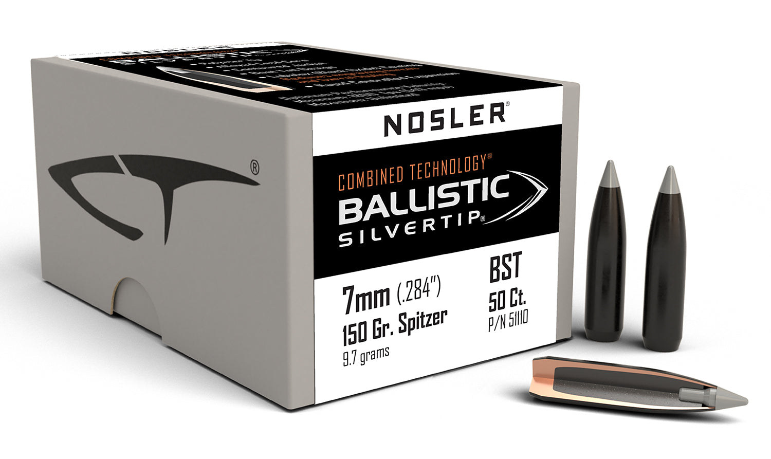 Nosler 51110 Ballistic Silvertip 7mm 150gr Spitzer Point 50/Box