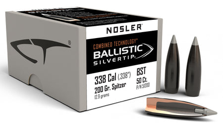 Nosler 51200 Ballistic Silvertip 338Cal 200gr Spitzer Point 50/Box