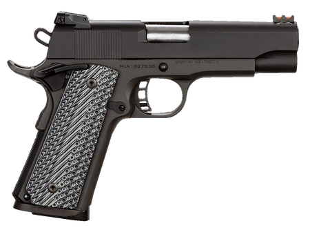 Rock Island 51487 Rock Ultra MS 45 ACP Caliber with 4.25" Barrel, 8+1 Capacity, Overall Black Parkerized Finish Steel, Beavertail Frame, Serrated Slide & Black/Gray G10 Grip