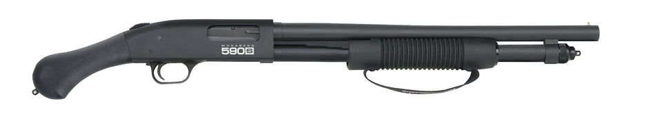 Mossberg 51600 590S Shockwave Full Size Frame 12 Gauge Pump 3" 10+1 18.50" Matte Blued Steel Barrel, Black Anodized Stainless Steel Receiver, Black Raptor Birdshead Grip