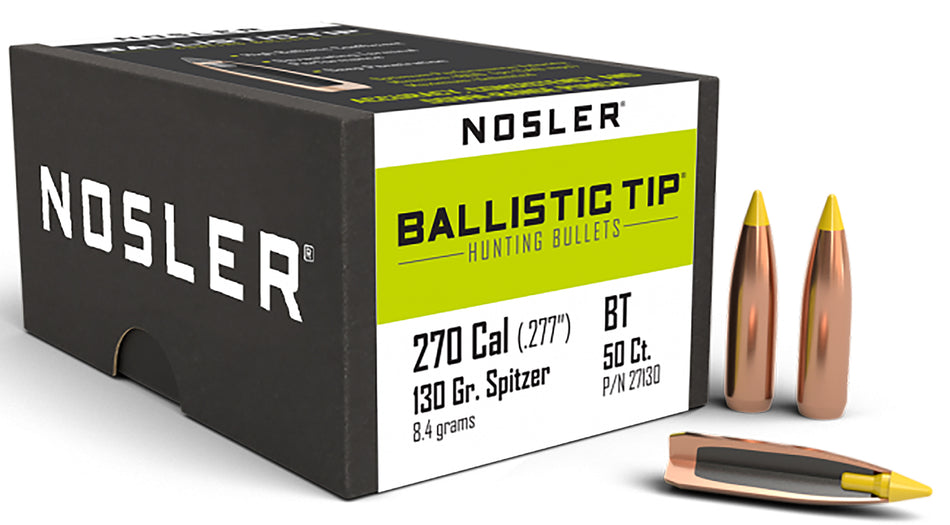 Nosler 27130 Ballistic Tip 270Caliber 130gr Spitzer 50/Box