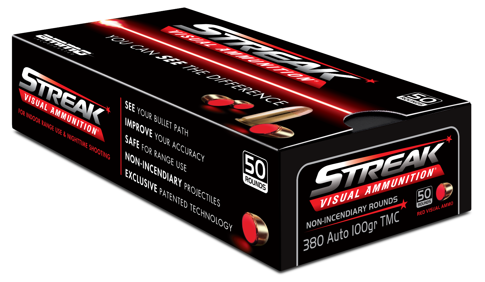 Ammo Inc .380 Auto Streak 100gr Red TMC Ammo