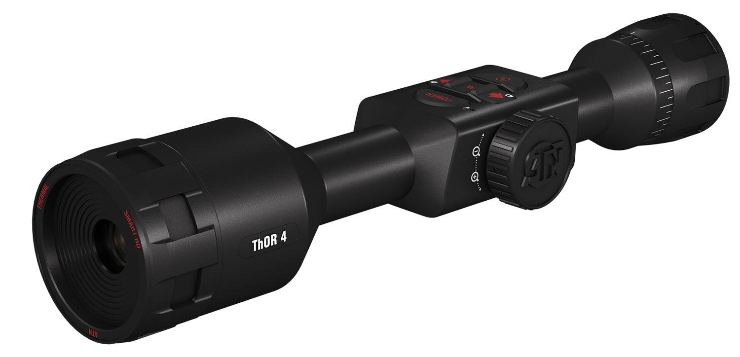 ATN TIWST4384A Thor 4 384 Thermal Rifle Scope Black Anodized 4.5-18x Multi Reticle 384x288, 60Hz Resolution Features Rangefinder