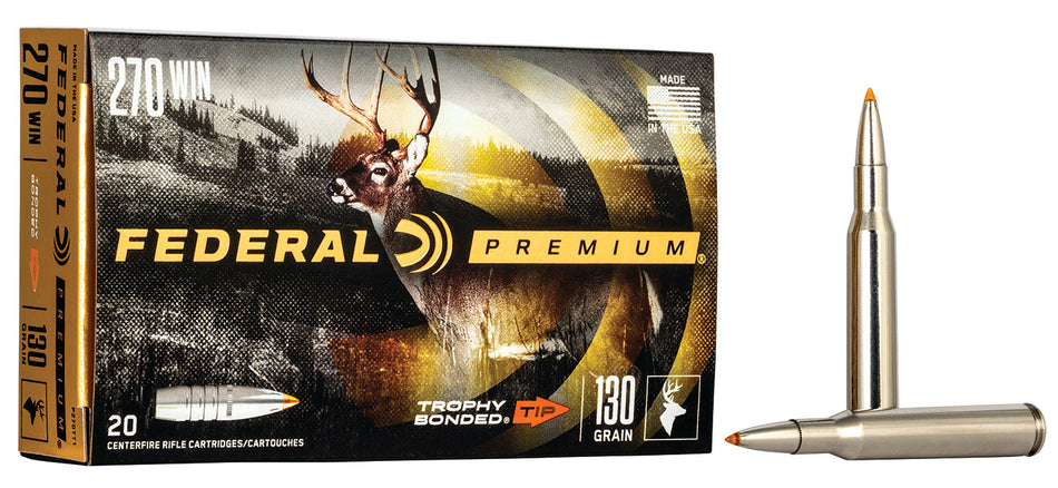Federal P270TT1 Premium Trophy Bonded Tip 130 Grain .270 Winchester 3060 fps