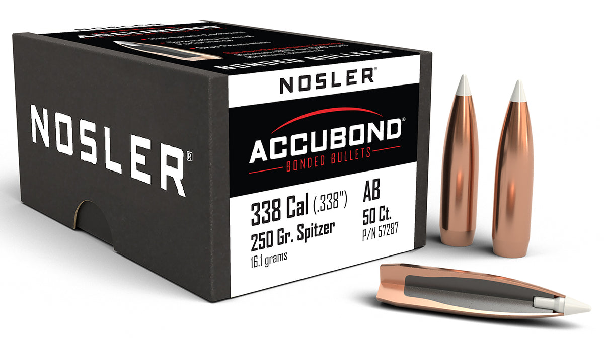 Nosler 57287 AccuBond 338Cal 250gr Spitzer Point 50/Box