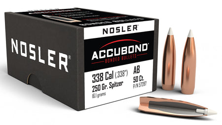 Nosler 57287 AccuBond 338Cal 250gr Spitzer Point 50/Box
