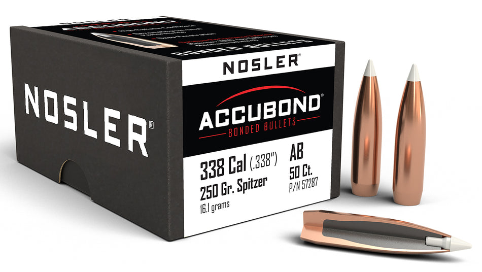 Nosler 57287 AccuBond 338Cal 250gr Spitzer Point 50/Box