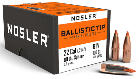 Nosler 34992 Ballistic Tip 22Cal 60gr Spitzer 100/Box