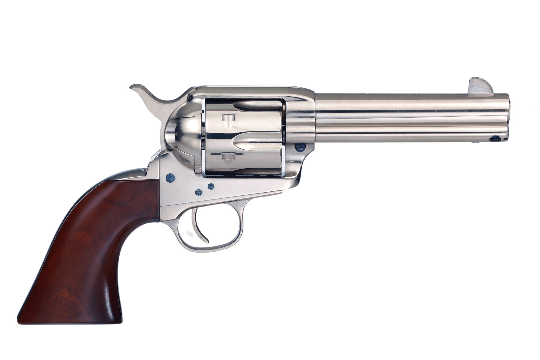 Taylors & Company 555124 1873 Cattleman 357 Mag Caliber with 4.75" Barrel, 6rd Capacity Cylinder, Overall Nickel-Plated Finish Steel & Walnut Grip