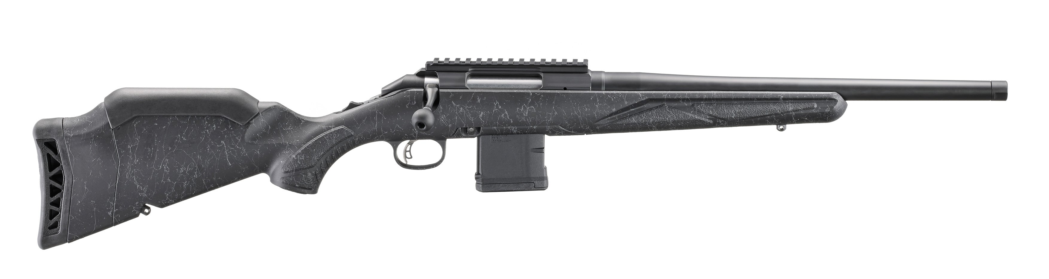 Ruger 56903 American II Patrol 5.56 NATO 10+1 16.10" Graphite Black Cerakote Threaded Bull Barrel & Alloy Steel Receiver w/Picatinny Rail, Black Splatter Adj LOP Synthetic Stock