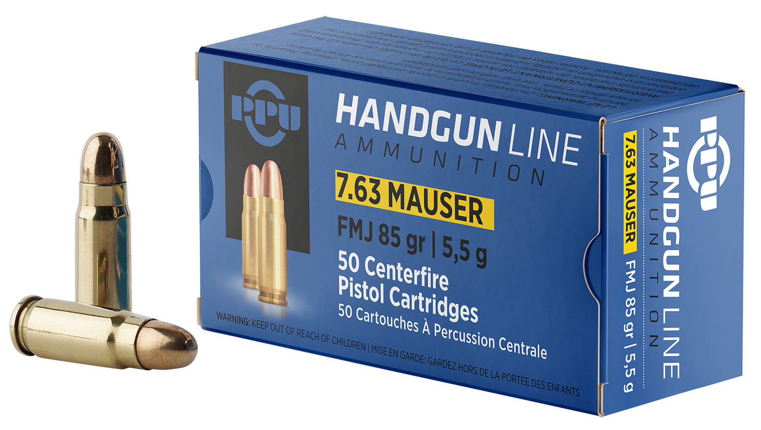 PPU 7.63×25mm Mauser 85gr FMJ Ammo