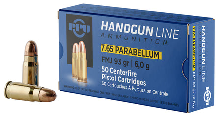 PPU 7.65×21mm Parabellum 93gr FMJ Ammo
