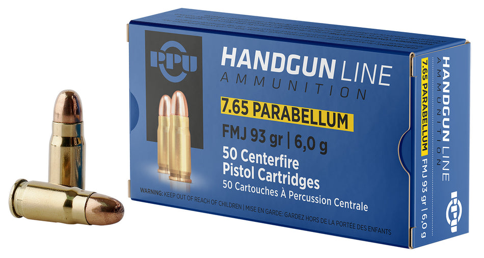 PPU 7.65×21mm Parabellum 93gr FMJ Ammo