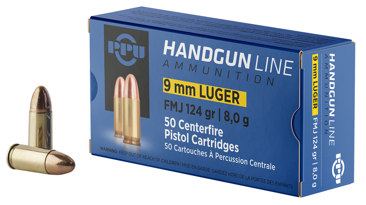 PPU 9mm Luger 124gr FMJ Ammo