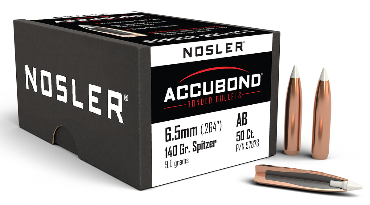 Nosler 57873 AccuBond 6.5Creedmoor 140gr Spitzer Point 50/Box
