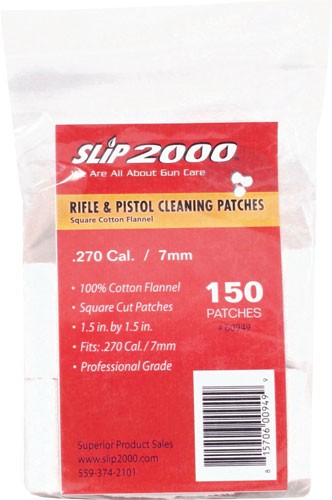 SLIP 2000 CLEANING PATCHES 1.5" SQUARE .270/7MM 150-PACK