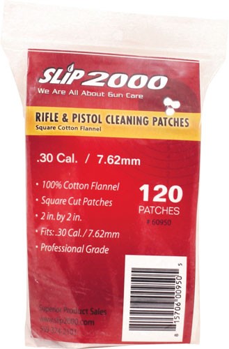 SLIP 2000 CLEANING PATCHES 2" SQUARE .30/7.62MM 120-PACK!
