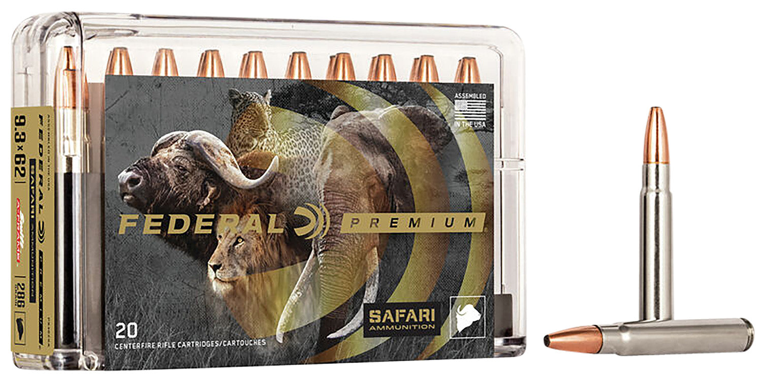 Federal 9.3x62mm Mauser Premium Safari Cape-Shok 286gr JSP Ammo