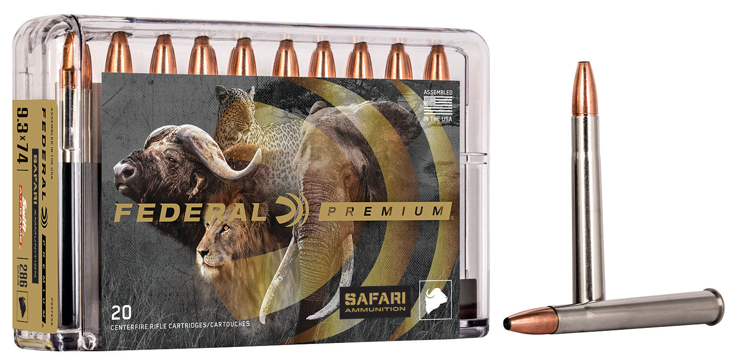 Federal 9.3x72mmR Premium Safari Cape-Shok 286gr JSP Ammo