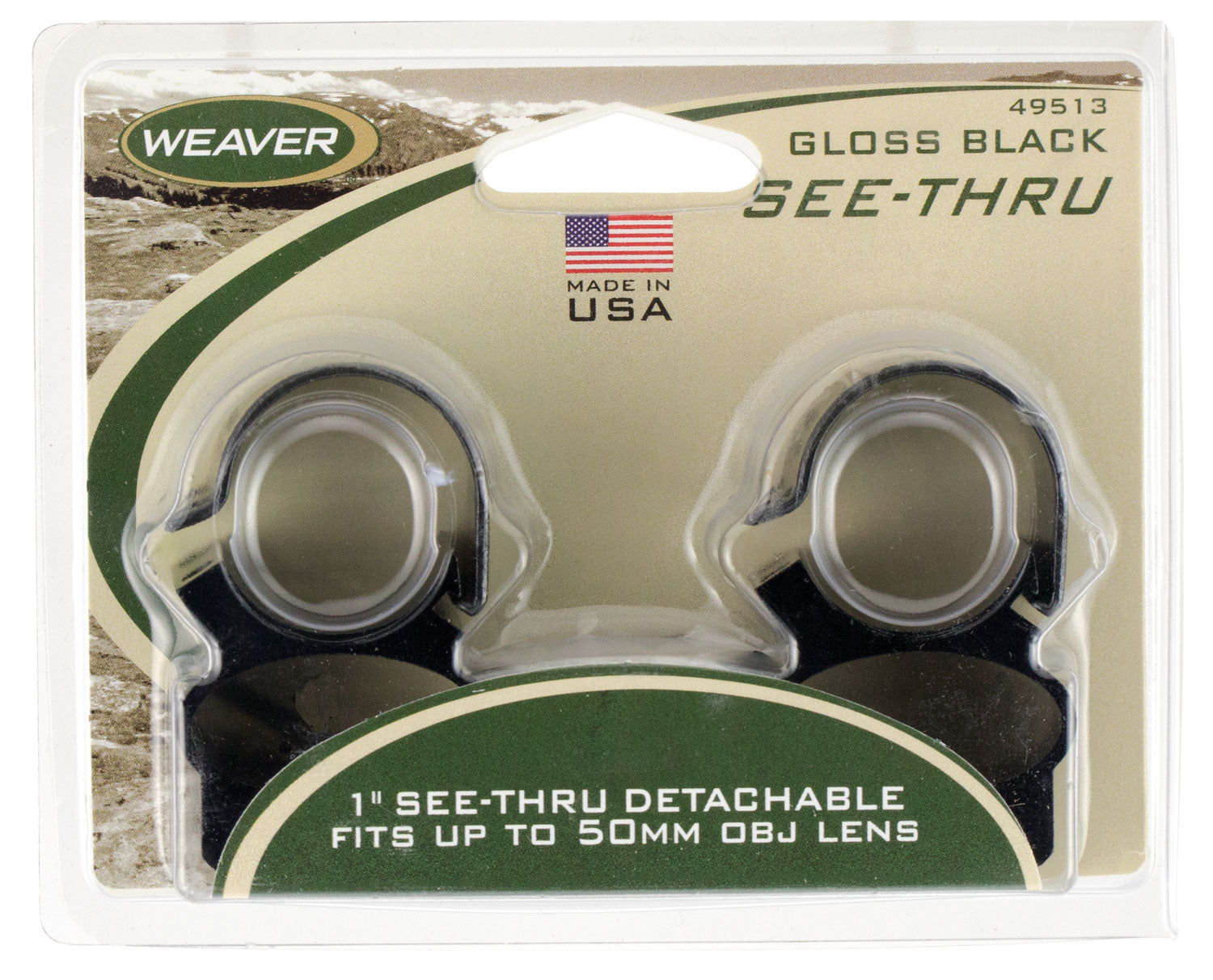 Weaver Mounts 49513 See-Thru Detachable Black Gloss 1"