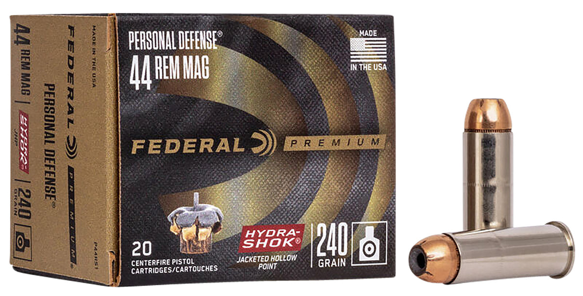 Federal .44 Magnum Personal Defense 240gr Hydra-Shok JHP Ammo