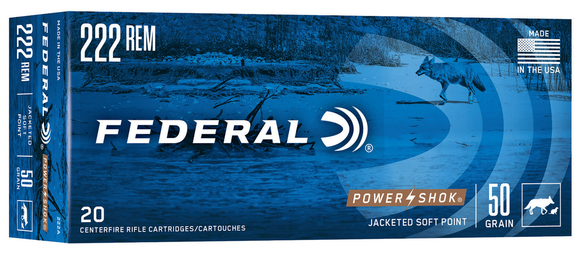 Federal .222 Remington PowerShok 50gr JSP Ammo