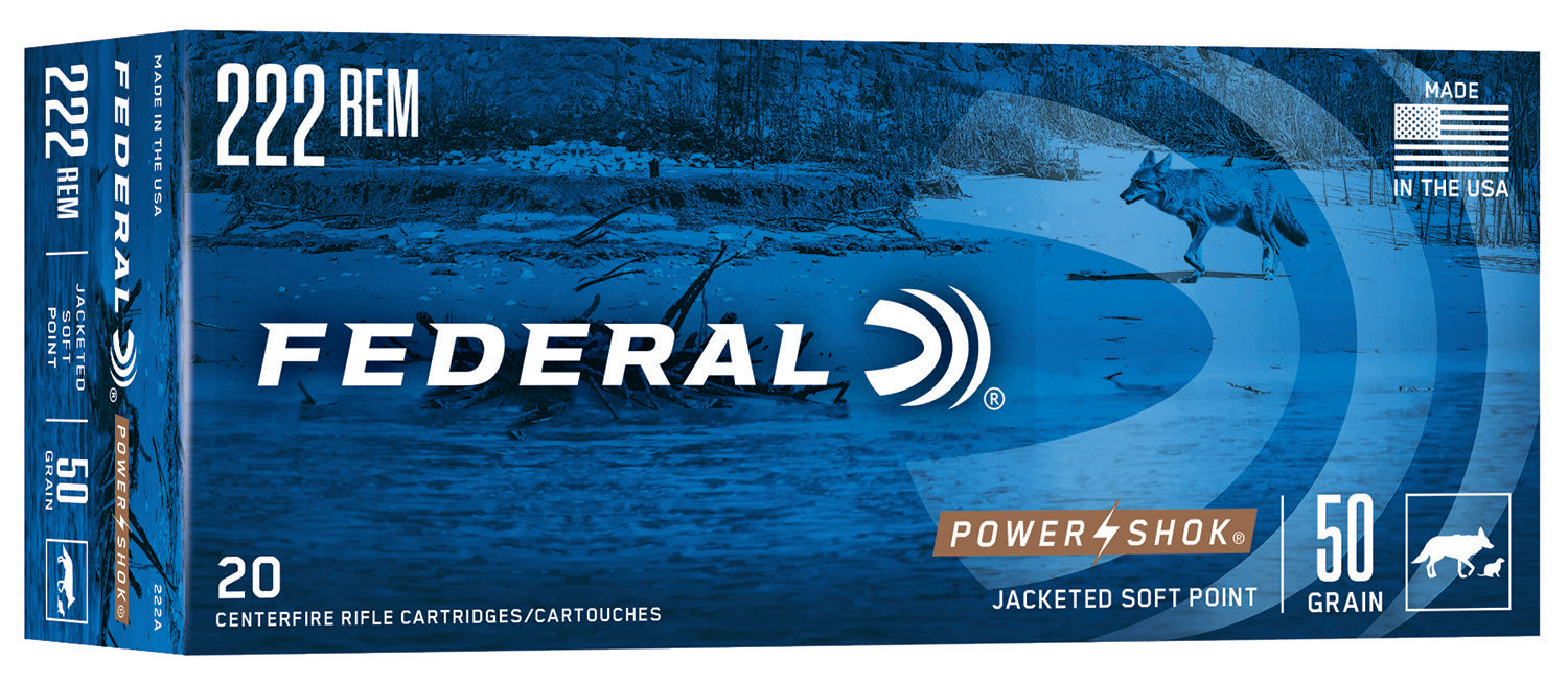 Federal .222 Remington PowerShok 50gr JSP Ammo