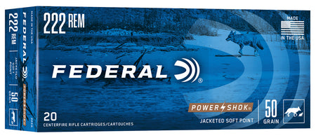 Federal .222 Remington PowerShok 50gr JSP Ammo
