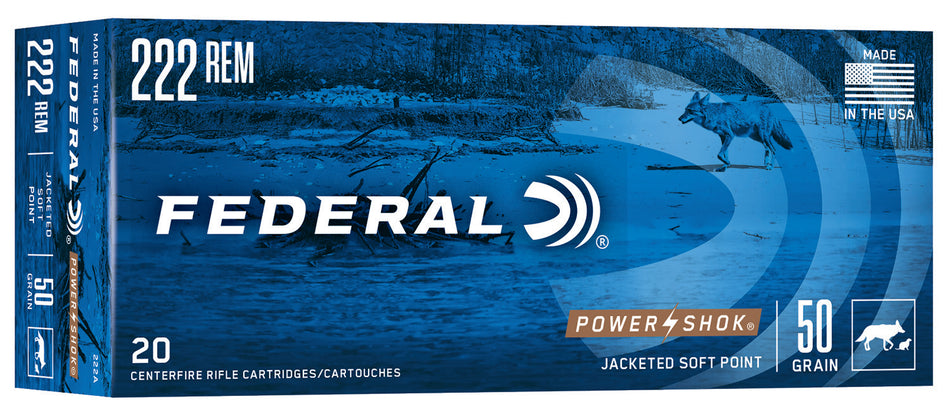 Federal .222 Remington PowerShok 50gr JSP Ammo