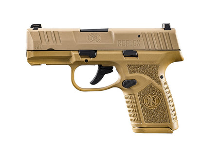 FN 66101413 Reflex Micro-Compact Frame 9mm Luger 10+1, 3.30" Black Target Crown Steel Barrel, Flat Dark Earth PVD Serrated Steel Slide, Flat Dark Earth Polymer Frame w/Picatinny Rail, Ambidextrous