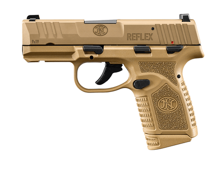 FN 66101421 Reflex 9mm Luger 10+1 3.30" Micro-Compact Frame Flat Dark Earth PVD Serrated Steel Slide w/Picatinny Rail Stippled Grip Ambidextrous