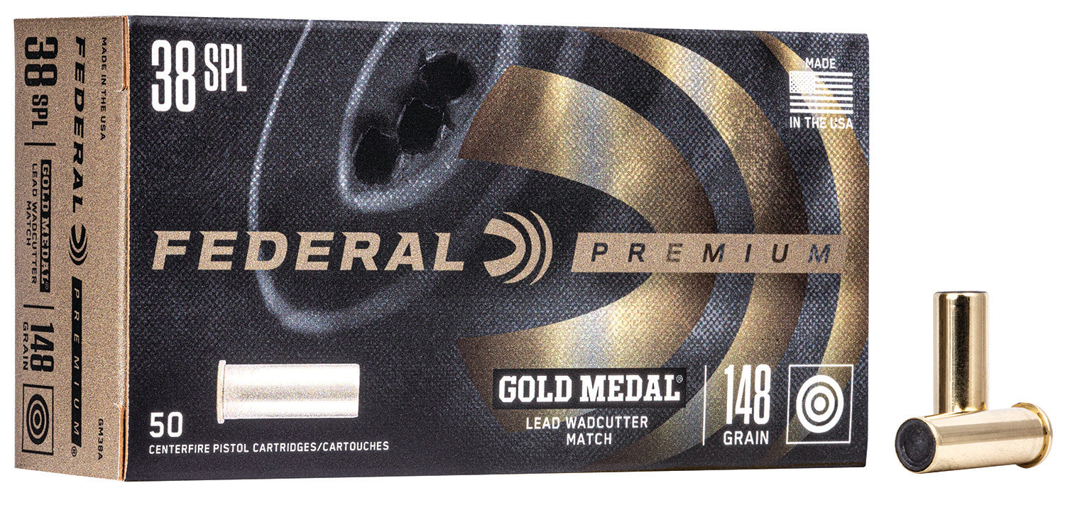 Federal .38 Special Premium Gold Medal 148gr Wadcutter Ammo