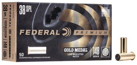 Federal .38 Special Premium Gold Medal 148gr Wadcutter Ammo