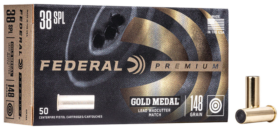Federal .38 Special Premium Gold Medal 148gr Wadcutter Ammo